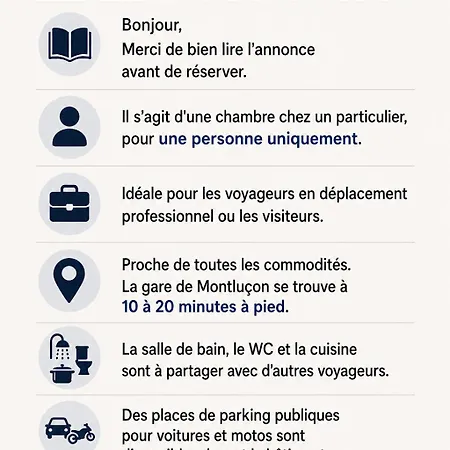 홈스테이 Chez Particulier Centre-ville Gare A 20 Min Pied 몽뤼꽁